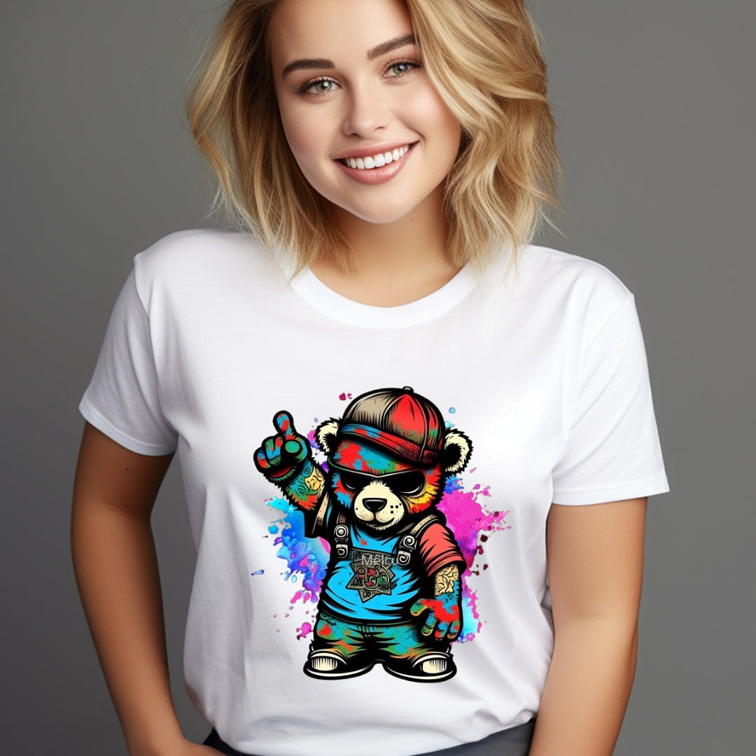 Color Splash Teddy Tee for Bold Playful Vibes