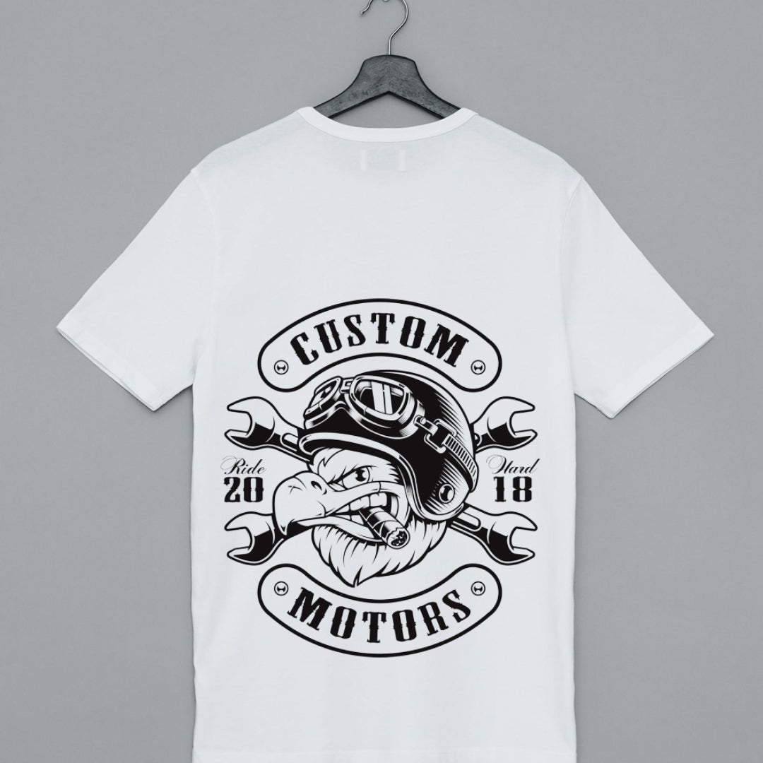 Unleash the Beast  Custom Motors Eagle Tee with Helmet and Wrench Crossbones