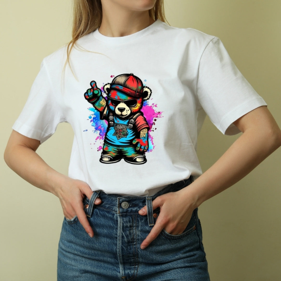 Color Splash Teddy Tee for Bold Playful Vibes