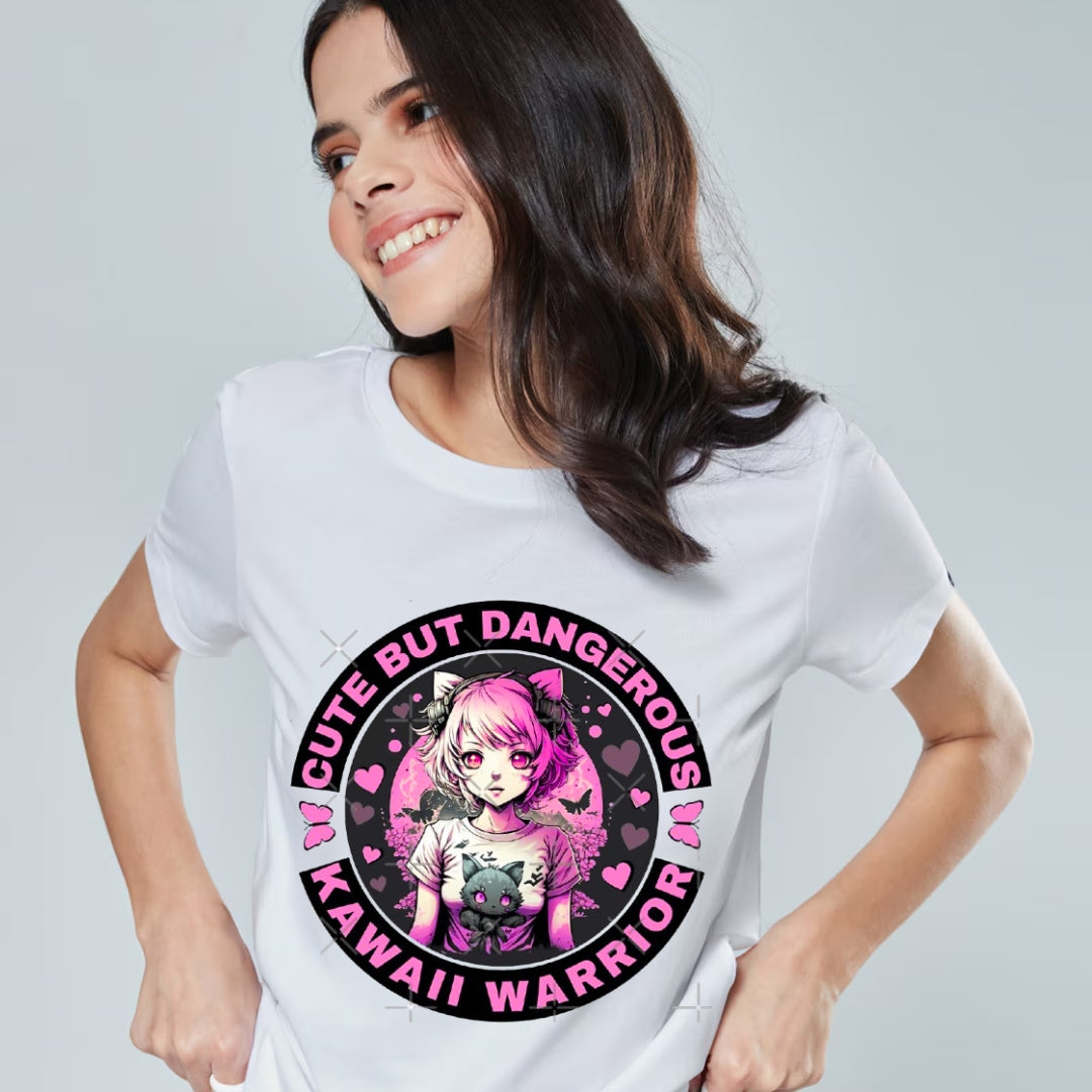 Pretty in Pink Deadly in Spirit  Kawaii Warrior Power Tee Shirt