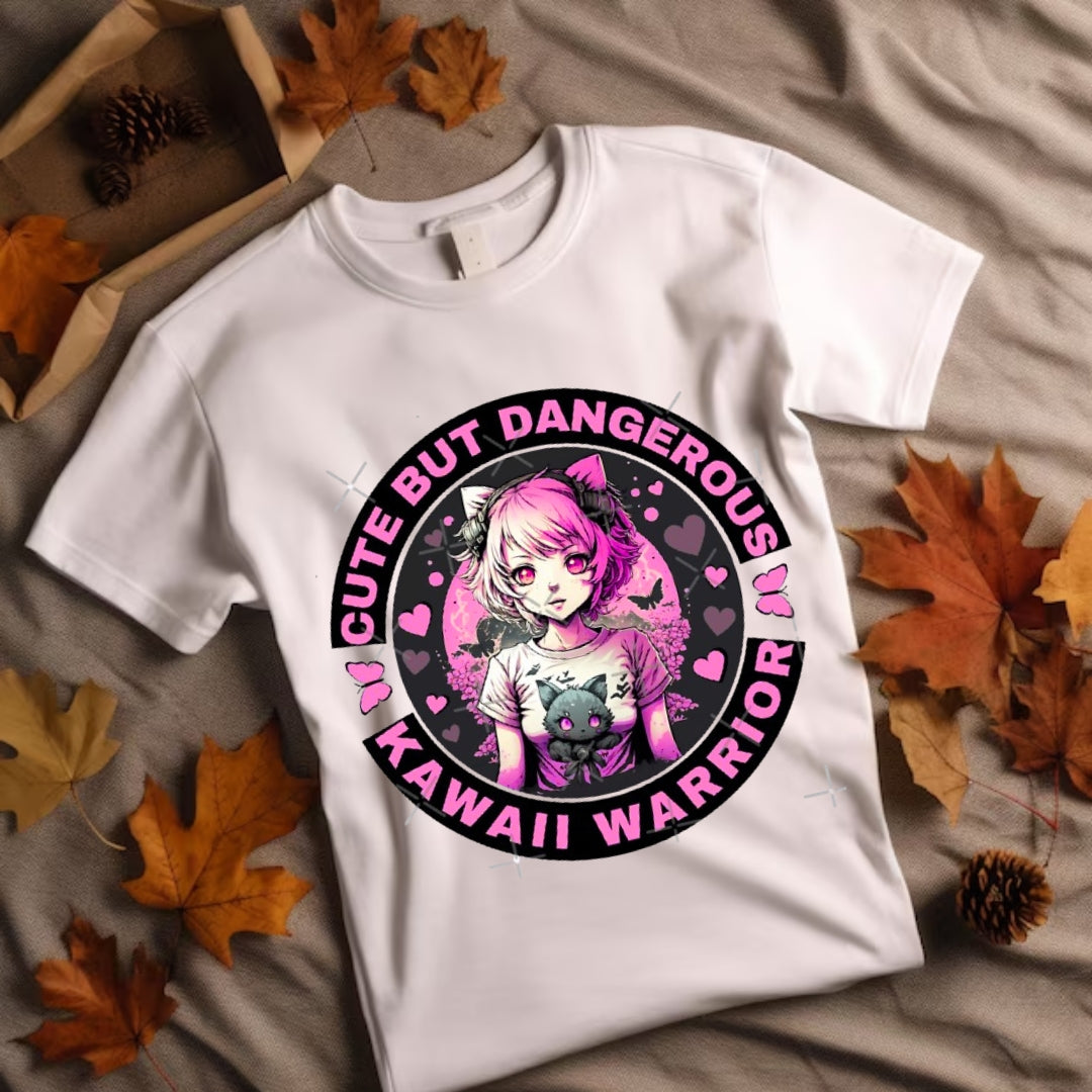 Pretty in Pink Deadly in Spirit  Kawaii Warrior Power Tee Shirt