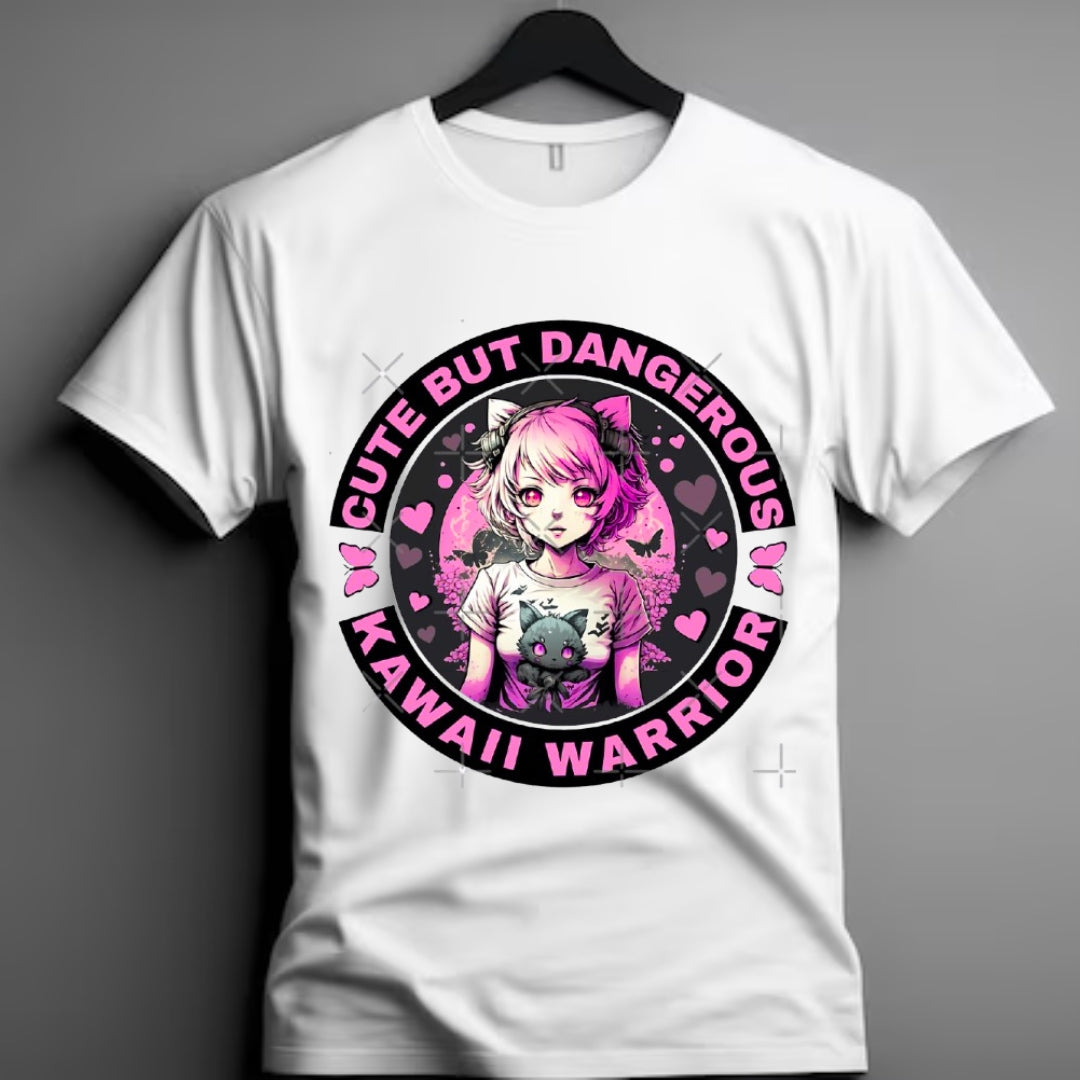 Pretty in Pink Deadly in Spirit  Kawaii Warrior Power Tee Shirt