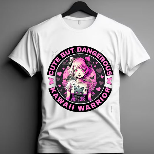 Pretty in Pink Deadly in Spirit  Kawaii Warrior Power Tee Shirt