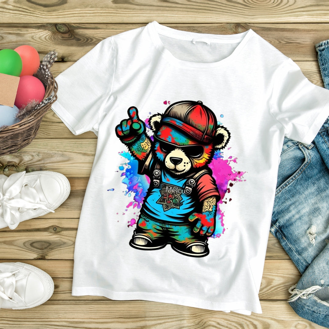 Color Splash Teddy Tee for Bold Playful Vibes
